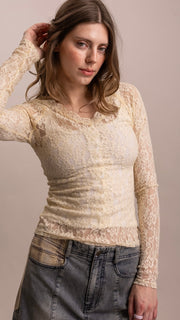 Stretch Lace V-Neck Top