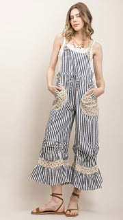 Cotton Stripe Bloomer Overalls