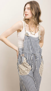 Cotton Stripe Bloomer Overalls