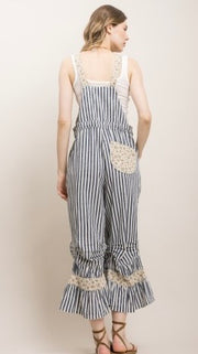Cotton Stripe Bloomer Overalls