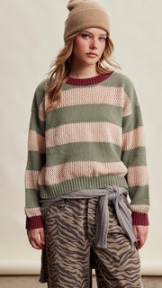 Pointelle Colorblock Sweater