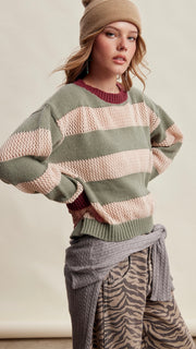 Pointelle Colorblock Sweater