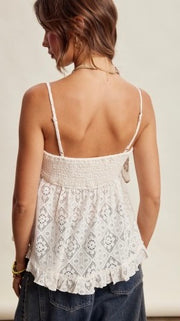 Lace Ruffle Hem Babydoll Cami Top