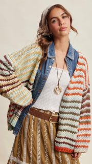 Boho Multi-Stripe Chunky Cardigan