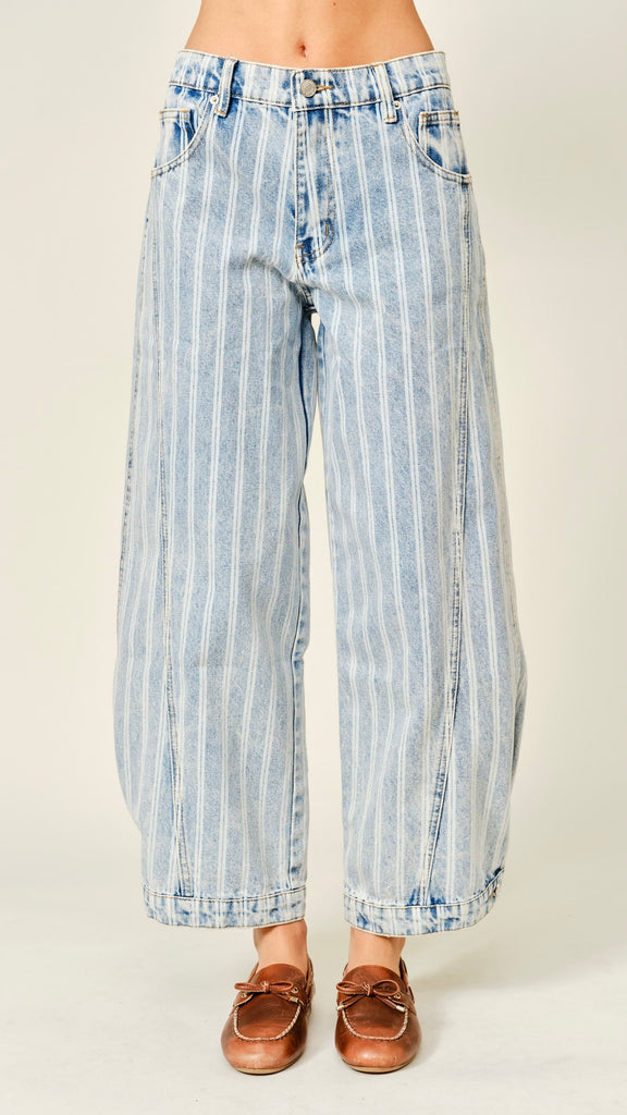 Striped Adjustable Hem Jean