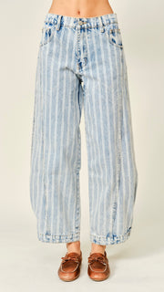 Striped Adjustable Hem Jean