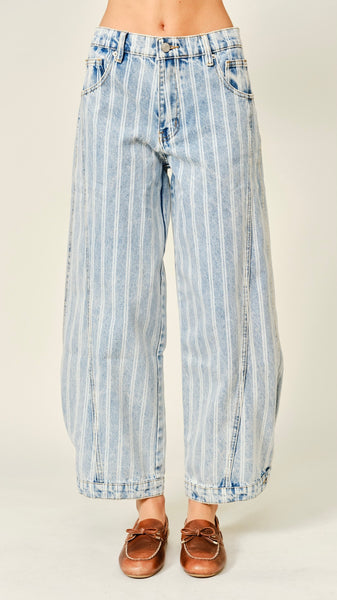 Striped Adjustable Hem Jean