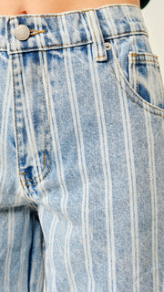 Striped Adjustable Hem Jean