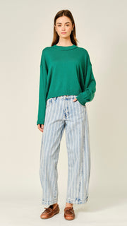Striped Adjustable Hem Jean
