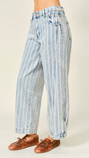 Striped Adjustable Hem Jean