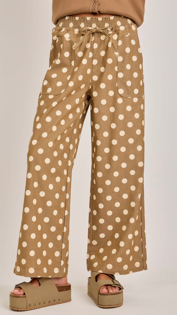 Polka Dot Smocked Waist Pants