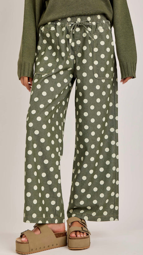 Polka Dot Smocked Waist Pants
