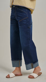 Cuffed Wide Leg Workwear Jeans