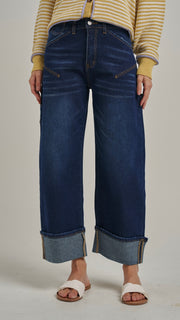 Cuffed Wide Leg Workwear Jeans