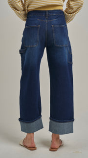 Cuffed Wide Leg Workwear Jeans