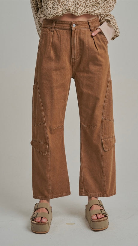 Washed Utility Pkt Barrel Leg Pants