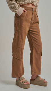 Washed Utility Pkt Barrel Leg Pants