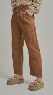 Washed Utility Pkt Barrel Leg Pants