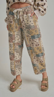 Bandana Patchwork Mid Rise Pants