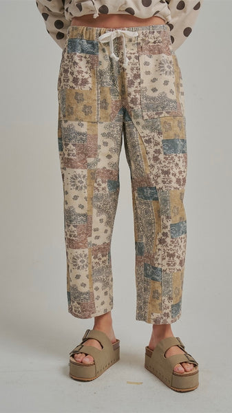 Bandana Patchwork Mid Rise Pants