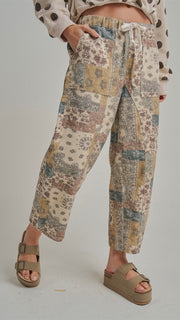 Bandana Patchwork Mid Rise Pants
