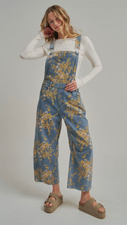 Floral Barrel Leg Overalls