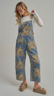 Floral Barrel Leg Overalls