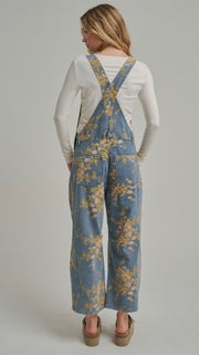 Floral Barrel Leg Overalls
