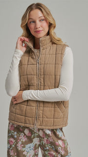 Quilted Washed Cotton Vest w/Pockets