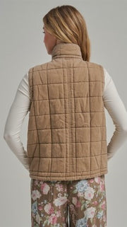 Quilted Washed Cotton Vest w/Pockets