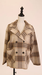 Plaid Double Breasted Knit Jacket