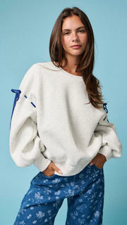 Contrast Tie Shoulder Sweatshirt