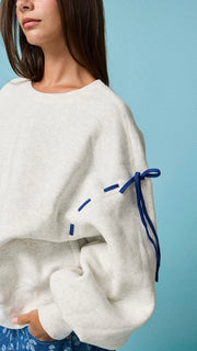 Contrast Tie Shoulder Sweatshirt