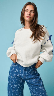 Contrast Tie Shoulder Sweatshirt
