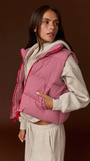 Gingham Puff Vest w/Pockets