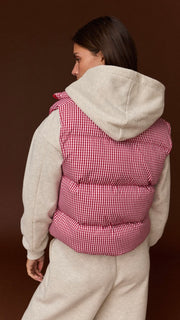 Gingham Puff Vest w/Pockets