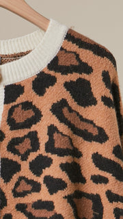 Leopard+Stripe Button Cardigan