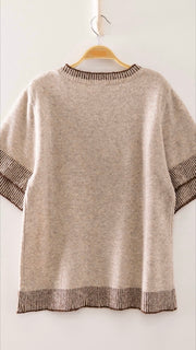 Contrast Ribbed Trim Soft Sweater