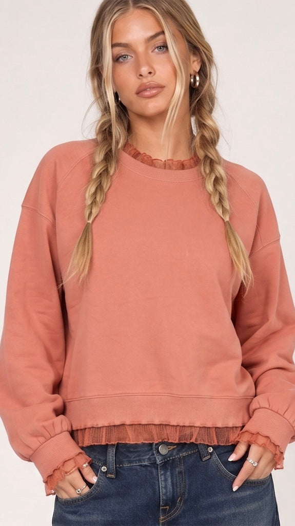 Lace Trim Sweatshirt