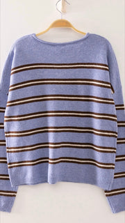 4 Button Mixed Stripe Sweater