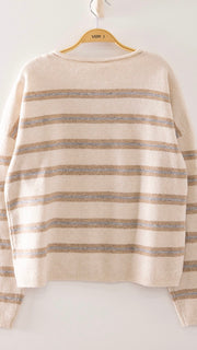 4 Button Mixed Stripe Sweater