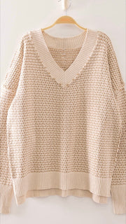 V-Neck Contrast Color Sweater