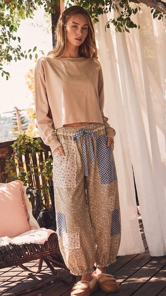 Patchwork Bubble Hem Pants