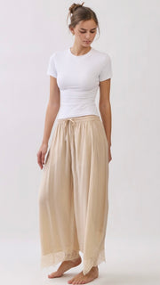 Lace Hem Barrel Leg Pants