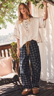 Gingham Check Patchwork Jeans