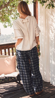 Gingham Check Patchwork Jeans