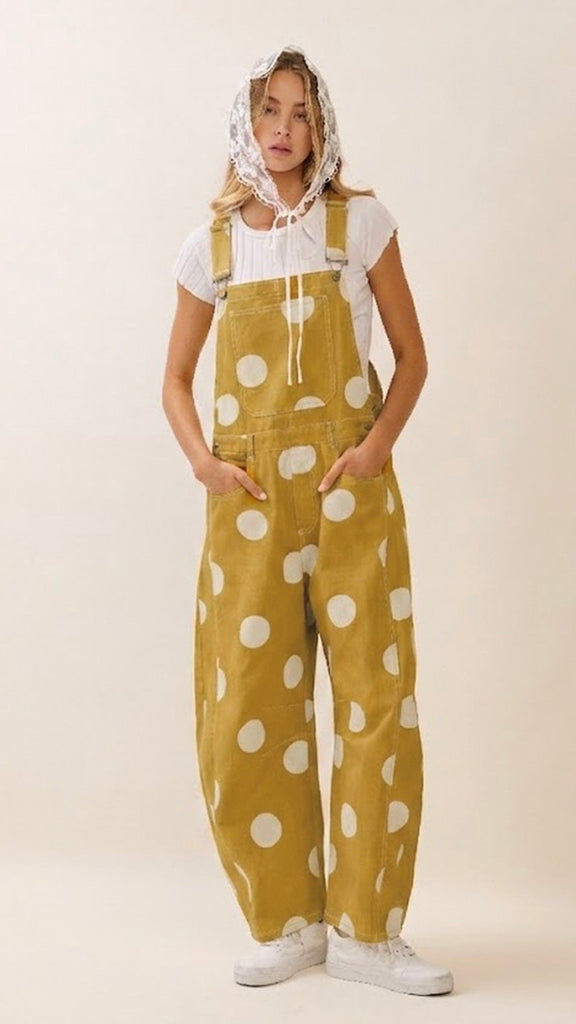 Jumbo Dot Barrel Leg Overalls