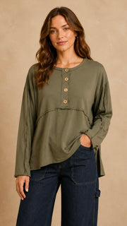 Split Hem Reverse Seam Knit Top