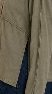 Split Hem Reverse Seam Knit Top