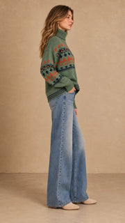 Fair Isle Funnel Neck Sweater